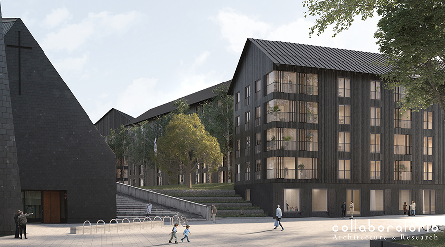 Picture of wooden apartmant building