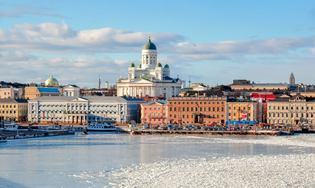 Winter scenery from central Helsinki, Finland